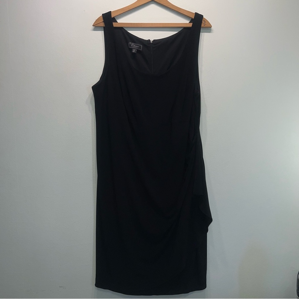 Y2K Collection Dressbarn Rouched Sheath Dress Sz 16 Black Knit